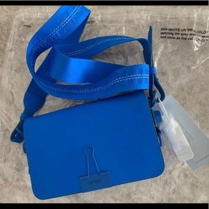 Off White Binder Clip Bag Mini Blue